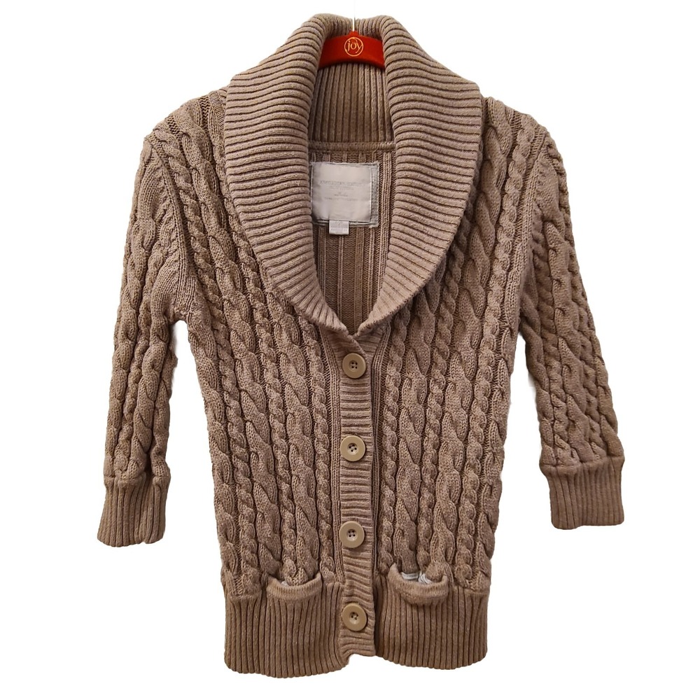 American Eagle Sweater Womens Small Beige Cardigan Big Buttons Shawl Neck Pocket